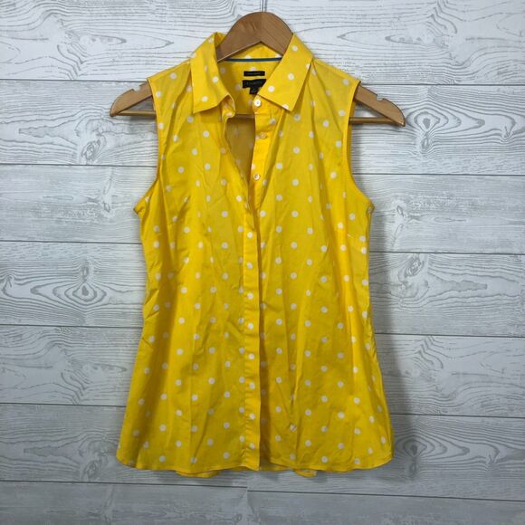 Talbots Women's Polka Dot Sleeveless Button Front Top Wrinkle Resistant Size 2 - Picture 1 of 4